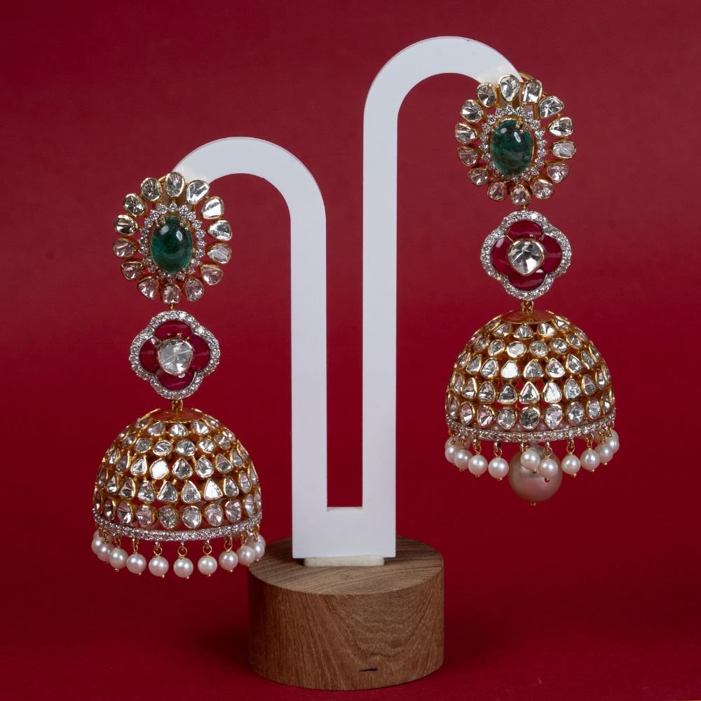 Emerald Radiance Kundan Jhumka
